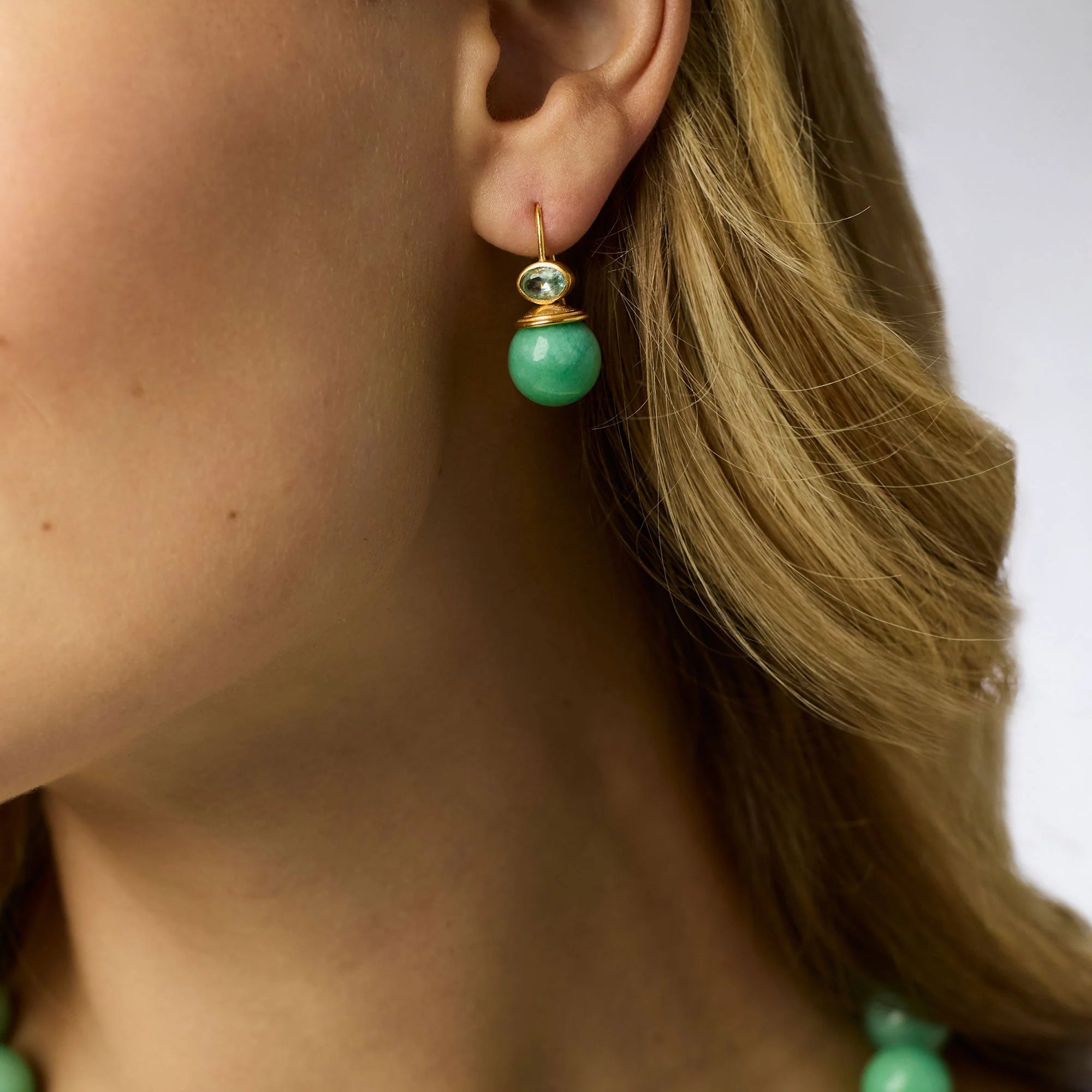 JULIE VOS PORTOFINO DEMI EARRING - AQUA JADE
