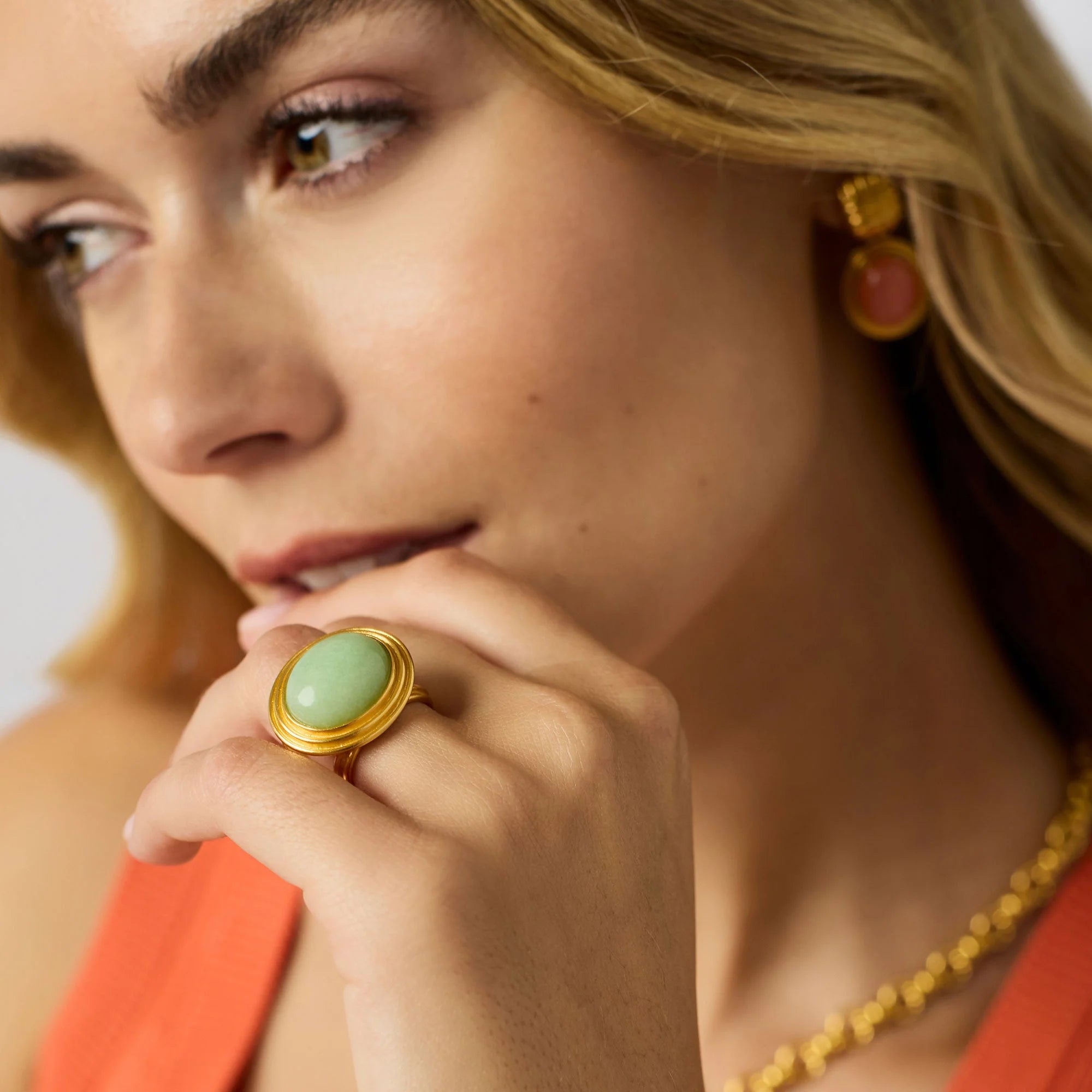 JULIE VOS PORTOFINO STATEMENT RING - MELON JADE