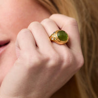 JULIE VOS RAINBOW STATEMENT RING - IRIDESCENT PALMETTO GREEN WITH JADE HALO