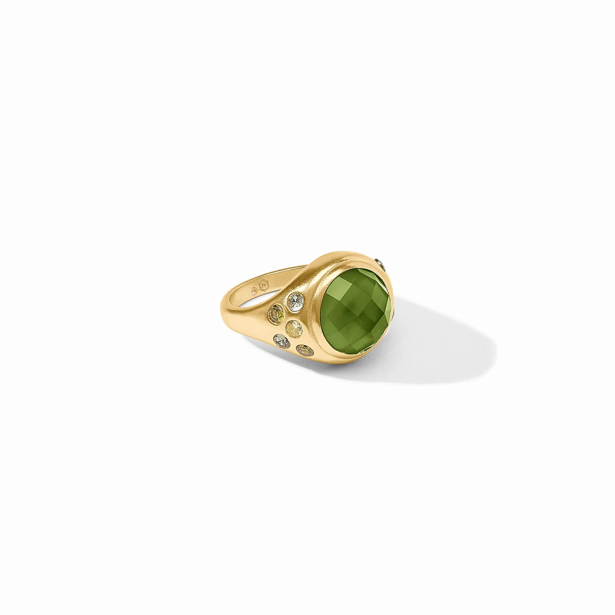 JULIE VOS RAINBOW STATEMENT RING - IRIDESCENT PALMETTO GREEN WITH JADE HALO