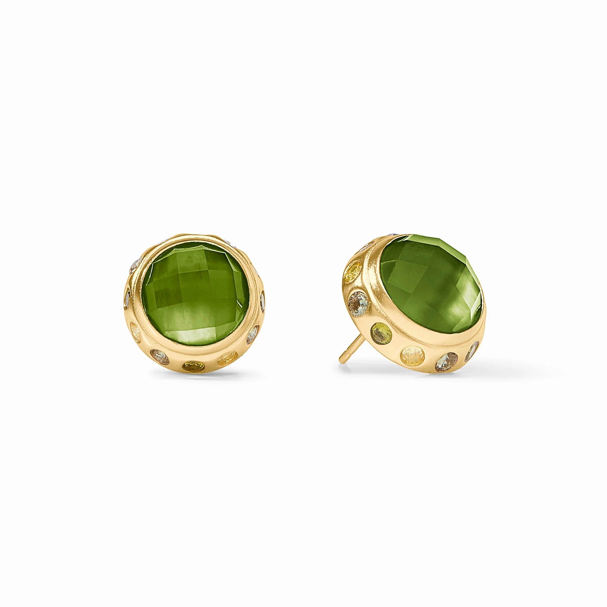 JULIE VOS RAINBOW STUD - IRIDESCENT PALMETTO GREEN WITH SHADES OF JADE HALO