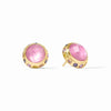 JULIE VOS RAINBOW STUD - IRIDESCENT TOURMALINE PINK WITH PINK DAWN HALO