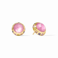 JULIE VOS RAINBOW STUD - IRIDESCENT TOURMALINE PINK WITH PINK DAWN HALO