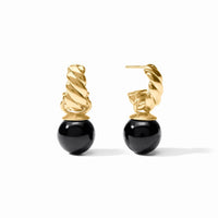 JULIE VOS RAVELLO HOOP & CHARM EARRING - OBSIDIAN BLACK