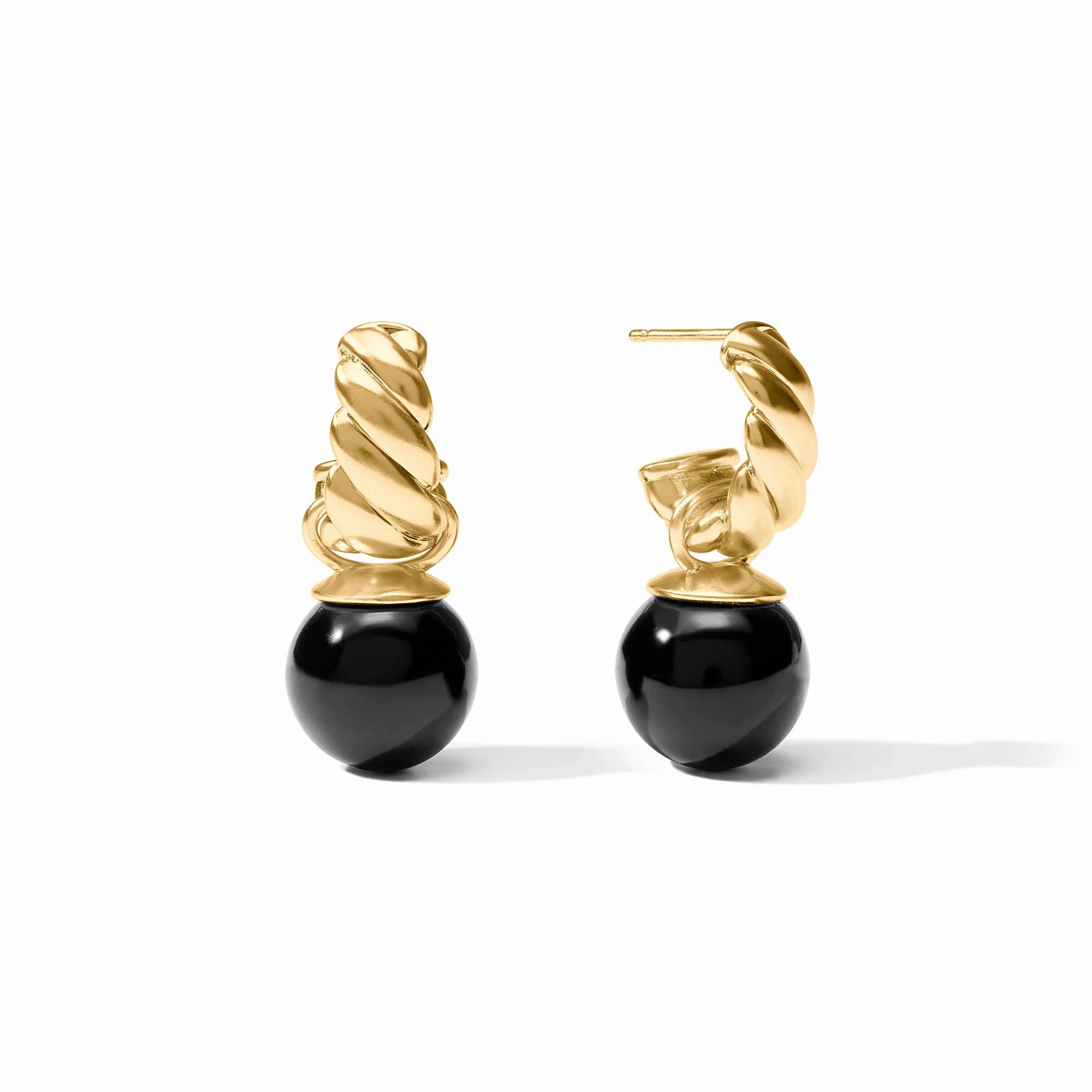 JULIE VOS RAVELLO HOOP & CHARM EARRING - OBSIDIAN BLACK