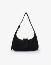 REMI/REID SANA SHOULDER FAUX SUEDE BAG - BLACK