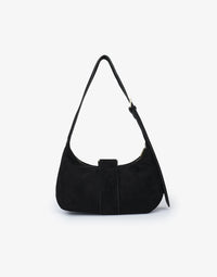 REMI/REID SANA SHOULDER FAUX SUEDE BAG - BLACK