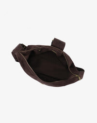 REMI/REID SANA SHOULDER FAUX SUEDE BAG - CHOCOLATE