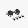 TATEOSSIAN DISC STUD SET BLACK CARBON FIBRE AND PALLADIUM