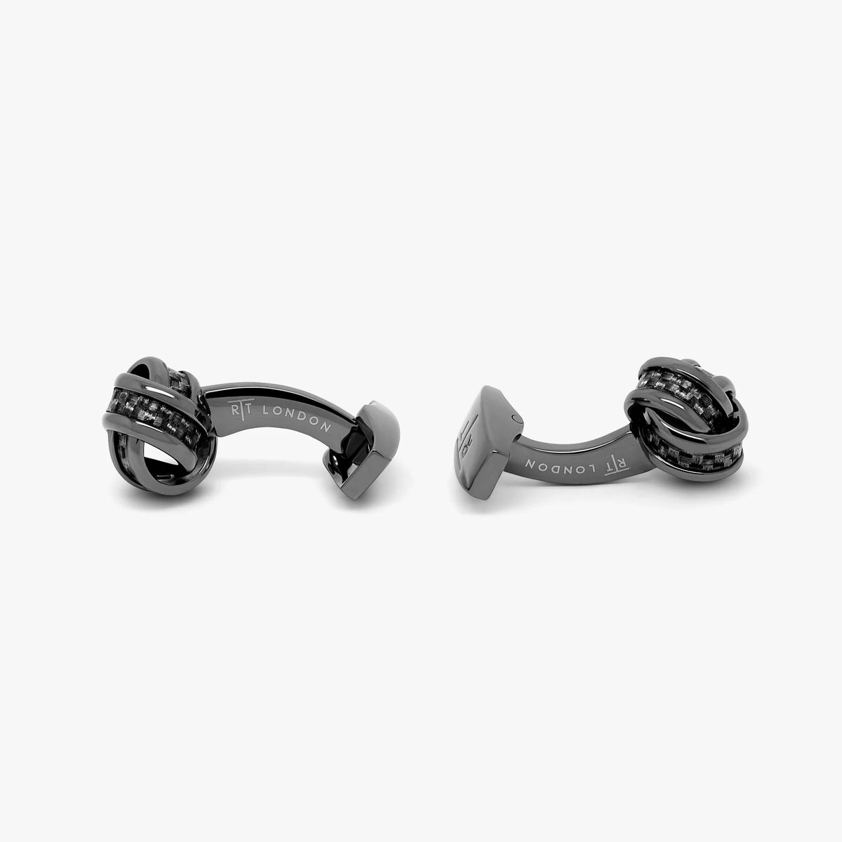 TATEOSSIAN CUFF LINKS - KNOT STUD SET WITH GUNMETAL PLATED BASE METAL