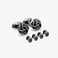 TATEOSSIAN CUFF LINKS - KNOT STUD SET WITH GUNMETAL PLATED BASE METAL