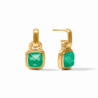 JULIE VOS SAHARA HOOP & CHARM EARRING - IRIDESCENT EMERALD GREEN