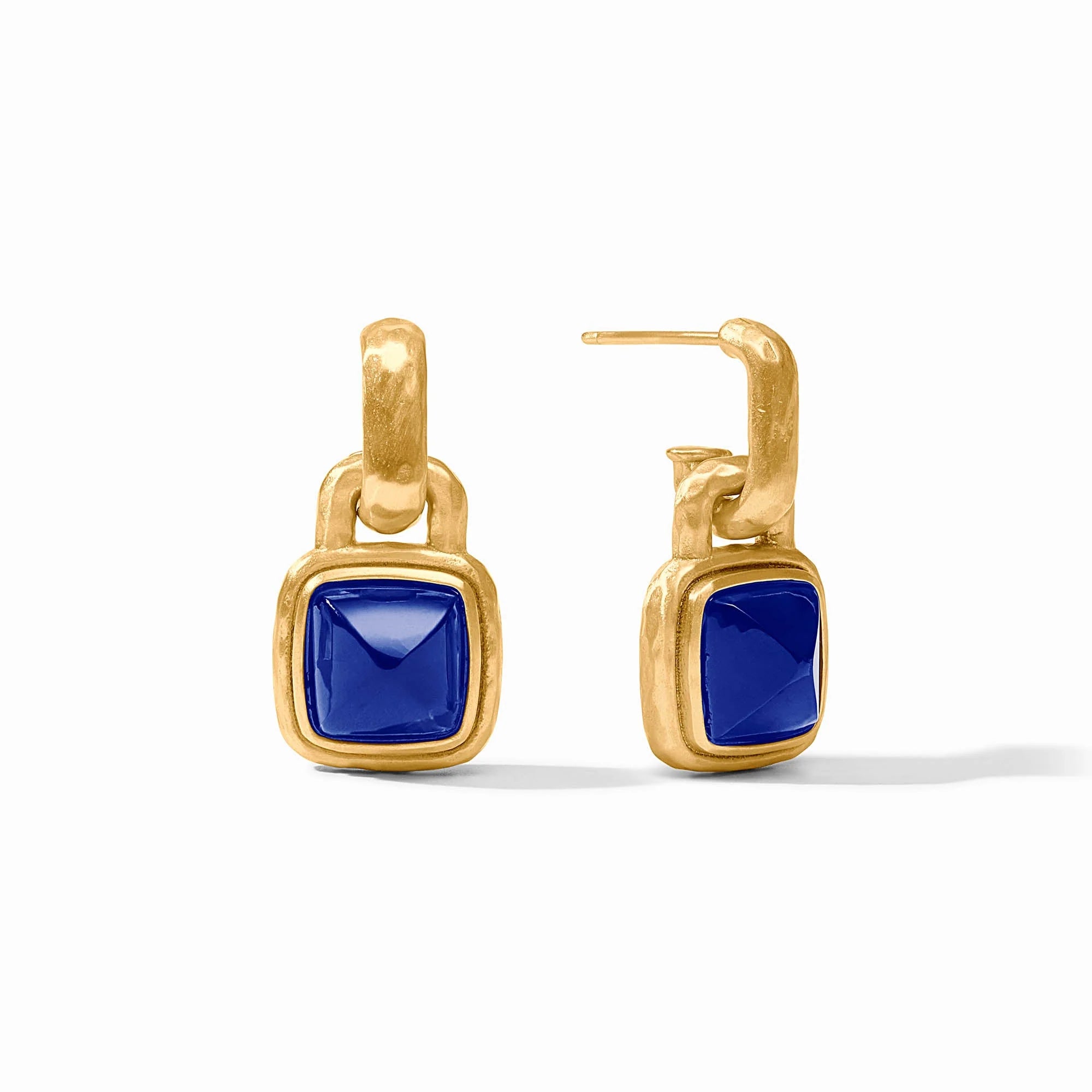 JULIE VOS SAHARA HOOP & CHARM EARRING - IRIDESCENT SAPPHIRE BLUE