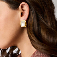 JULIE VOS SAHARA STONE STUD - IRIDESCENT SAPPHIRE BLUE