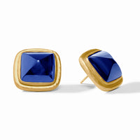 JULIE VOS SAHARA STONE STUD - IRIDESCENT SAPPHIRE BLUE