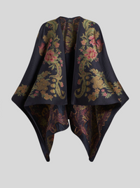 ETRO EMBROIDERED FLORAL CAPE - BLUE