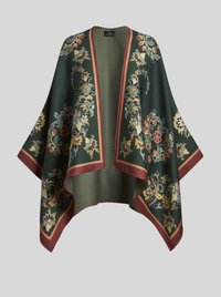 ETRO EMBROIDERED FLORAL CAPE - GREEN