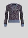 ETRO WOOL KNIT TOP - LIGHT BLUE AND BORDEAUX