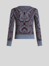 ETRO WOOL KNIT TOP - LIGHT BLUE AND BORDEAUX