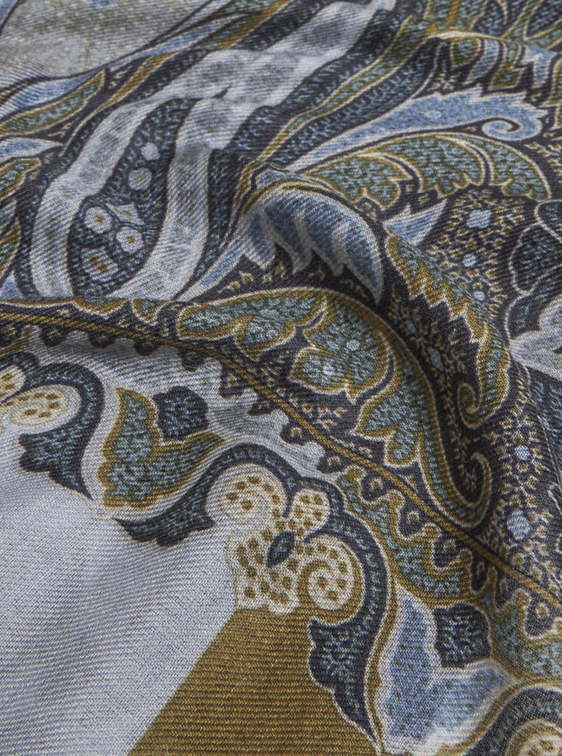 ETRO WOOL, CASHMERE & SILK SCARF - PALE BLUE