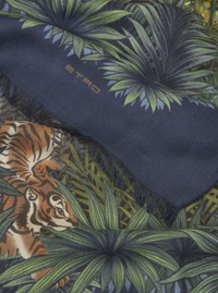 ETRO MODAL & CASHMERE SCARF - NAVY JUNGLE