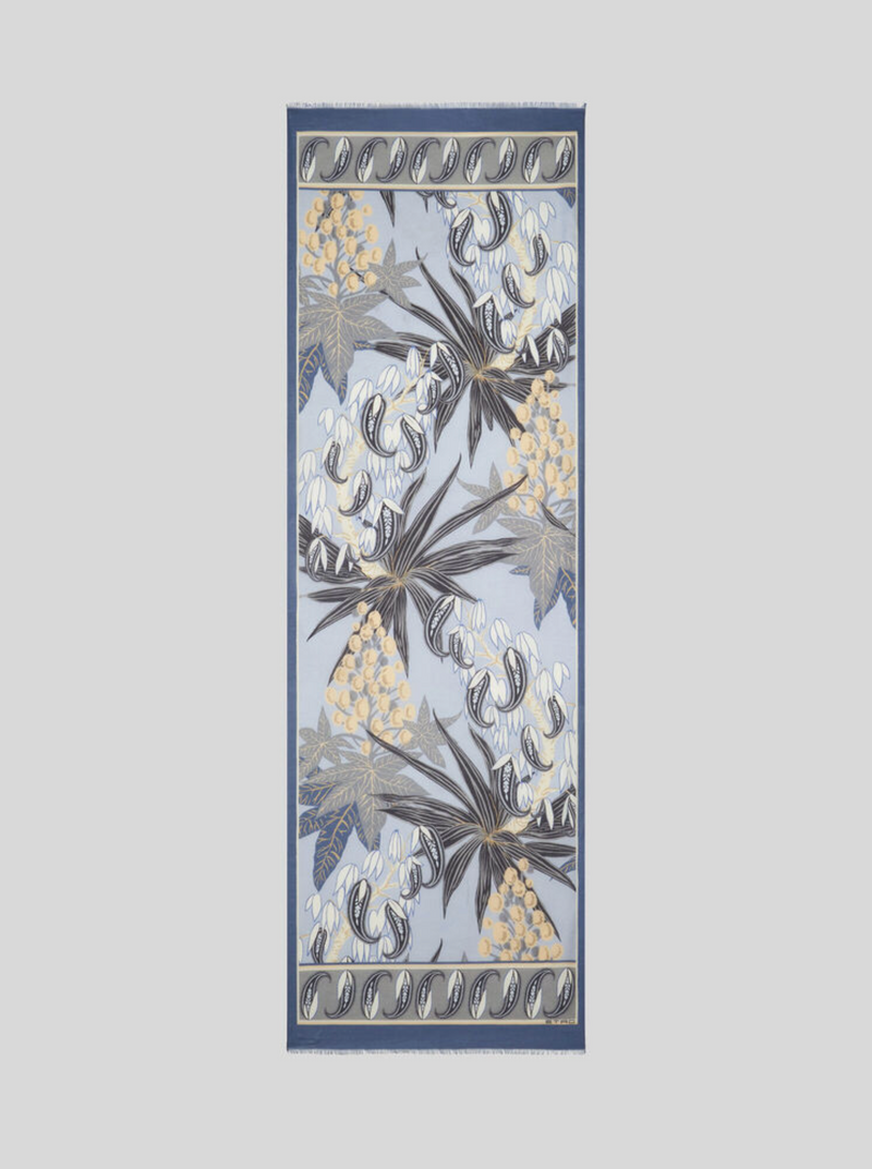 ETRO NEUTRA SCARF - PALE BLUE LEAVES