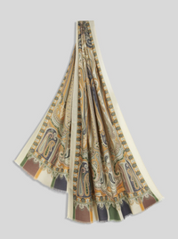 ETRO WOOL & SILK SCARF - YELLOW / BEIGE