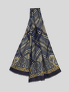 ETRO WOOL & SILK SCARF - NAVY PLAID