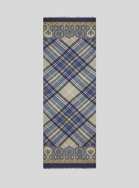 ETRO WOOL & SILK SCARF - NAVY PLAID