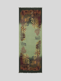 ETRO DOUBLE SIDED SCARF - GREEN LEAVES / PLAID