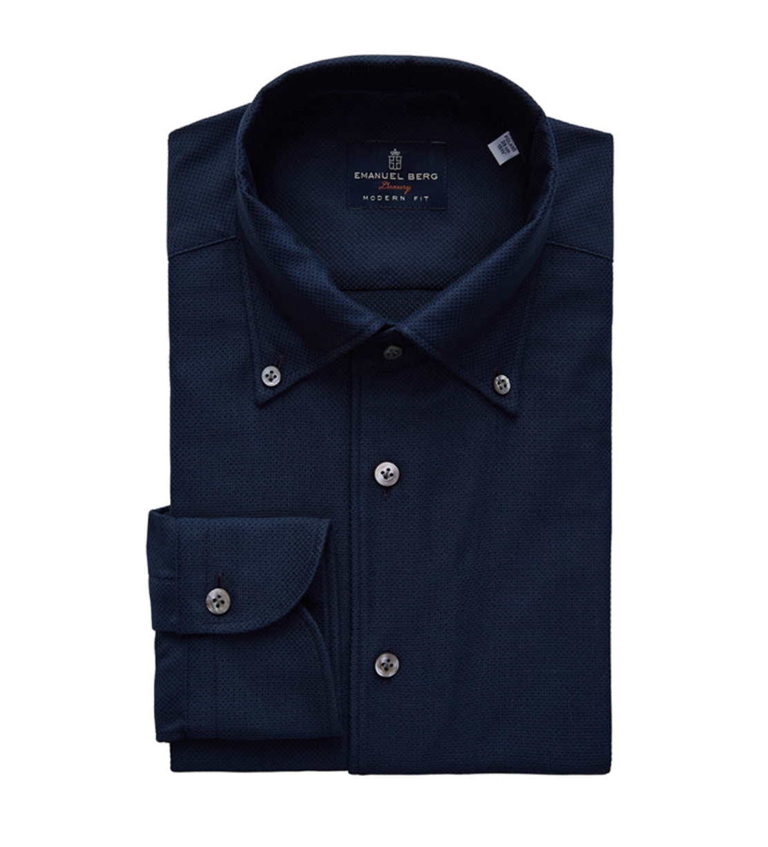 EMANUEL BERG GIRO ENGLESE PREMIUM LUXURY MEN'S SHIRT - NAVY