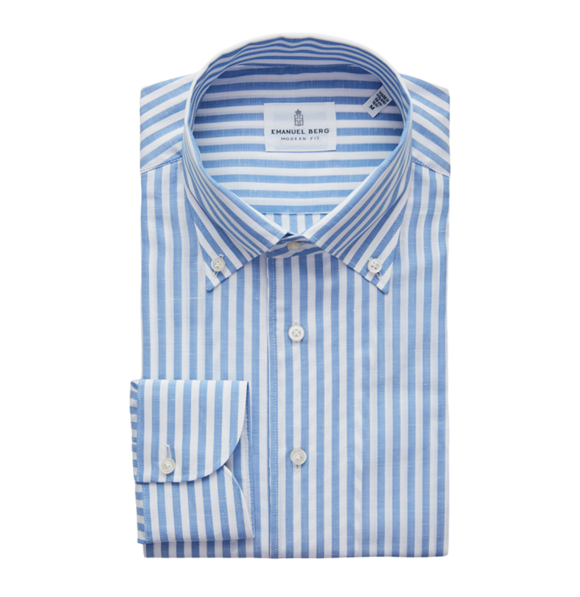 EMANUEL BERG COTTON/LINEN CASUAL MEN'S SHIRT - LIGHT BLUE STRIPE