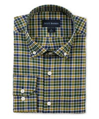 SCOTT BARBER PREP TWILL CHECK MEN’S SHIRT - HUNTER