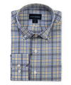 SCOTT BARBER MELANGE PLAID MEN’S SHIRT - BLUE