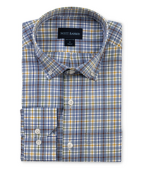 SCOTT BARBER MELANGE PLAID MEN’S SHIRT - BLUE