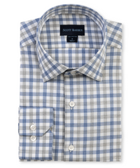 SCOTT BARBER MELANGE DOBBY GINGHAM MEN’S SHIRT - BLUE