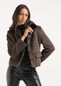 PUROTATTO CHEVRON JACKET - BROWN & BLACK