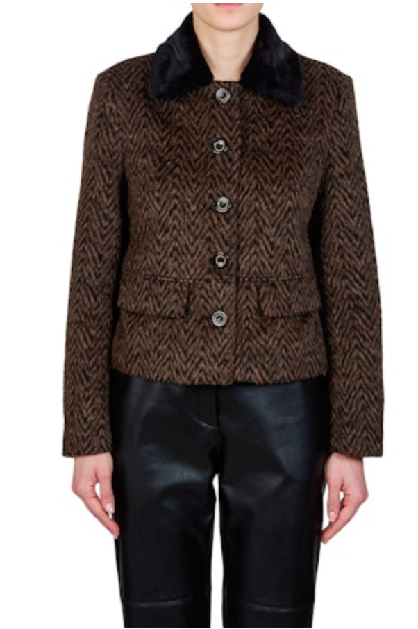 PUROTATTO CHEVRON JACKET - BROWN & BLACK