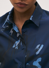 ROSSO 35 FLORAL TAFFETA SHIRT - NAVY