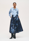 ROSSO 35 FLORAL TAFFETA SKIRT - NAVY