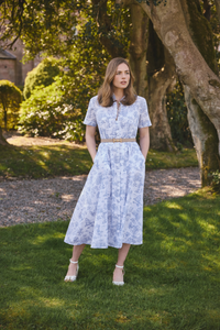 BARBOUR WISTERIA MIDI DRESS - INK BLUE PRINT