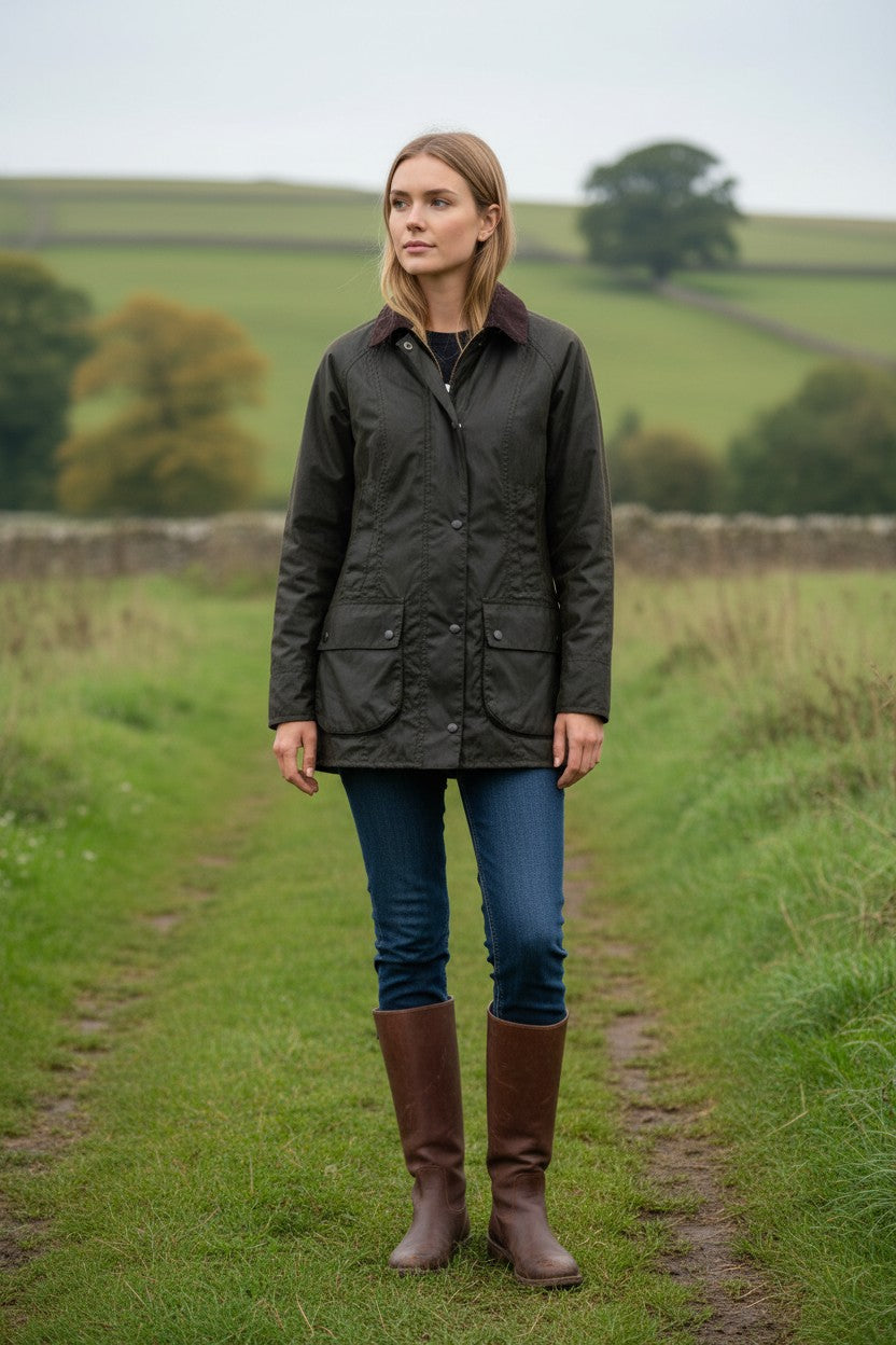 BARBOUR BEADNELL WOMEN'S WAXED JACKET - SAGE