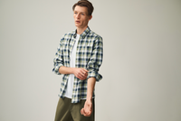 BARBOUR HARWOOD GINGHAM TAILORED SHIRT - OLIVE