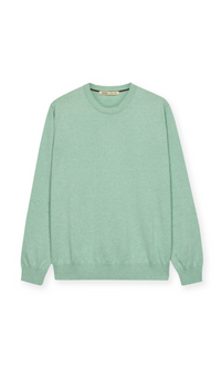 MAURIZIO BALDASSARI SUMMER CASHMERE CREW SWEATER - GREEN ALOE