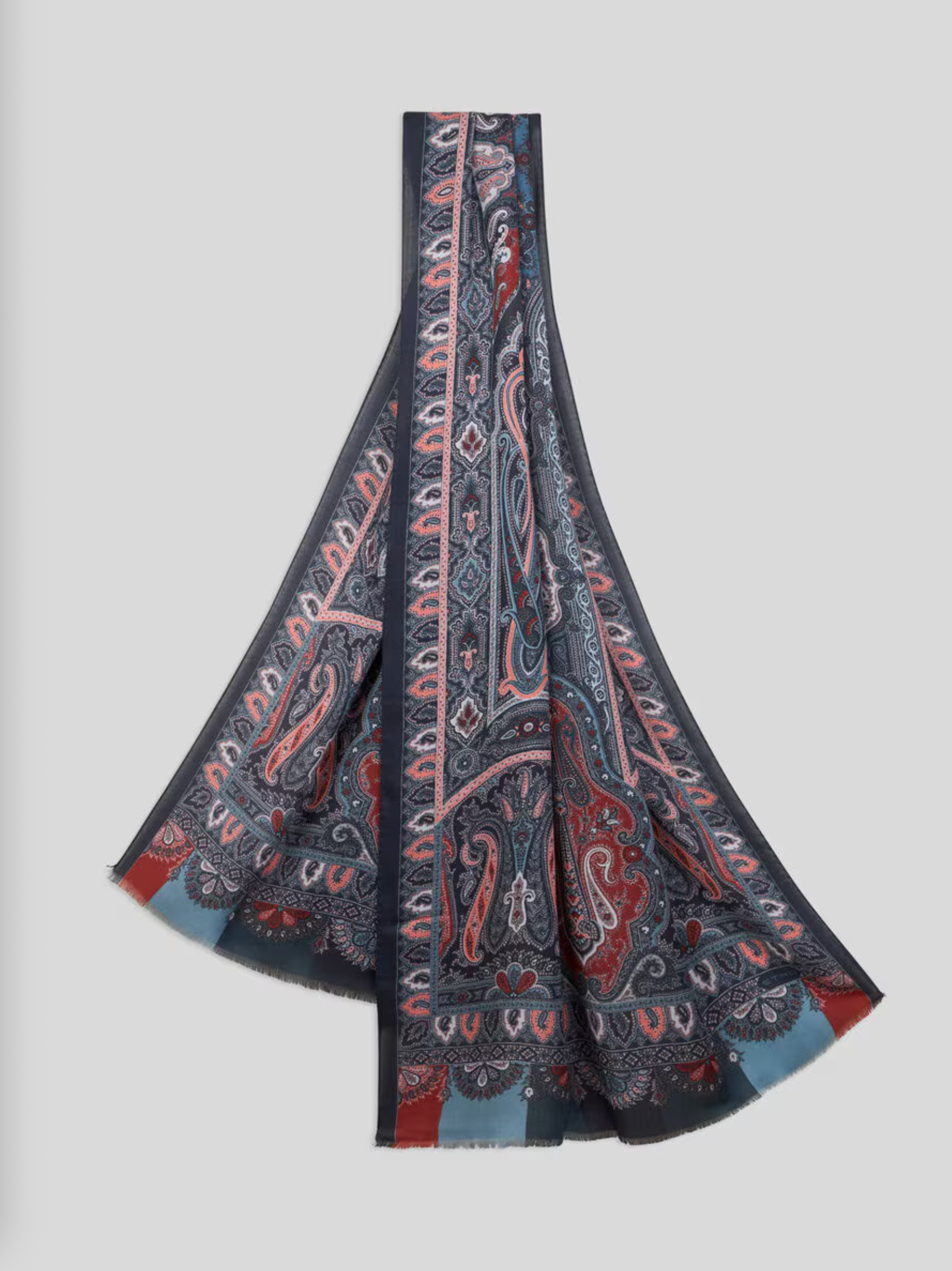 ETRO CASHMERE SCARF - MULTICOLOR ON BLUE