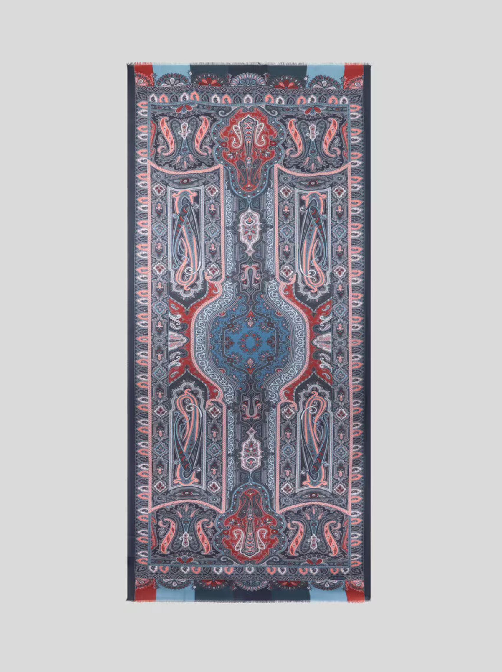 ETRO CASHMERE SCARF - MULTICOLOR ON BLUE