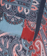 ETRO CASHMERE SCARF - MULTICOLOR ON BLUE