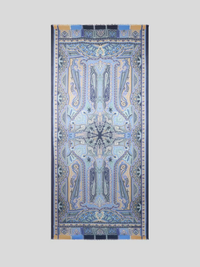 ETRO MODAL SCARF - MULTICOLOR ON BLUE