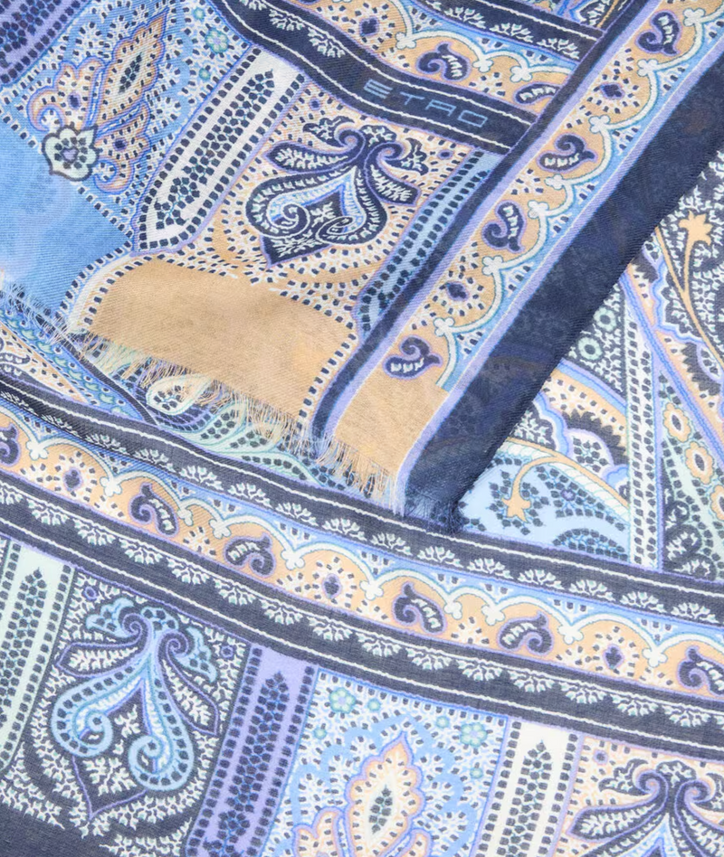 ETRO MODAL SCARF - MULTICOLOR ON BLUE