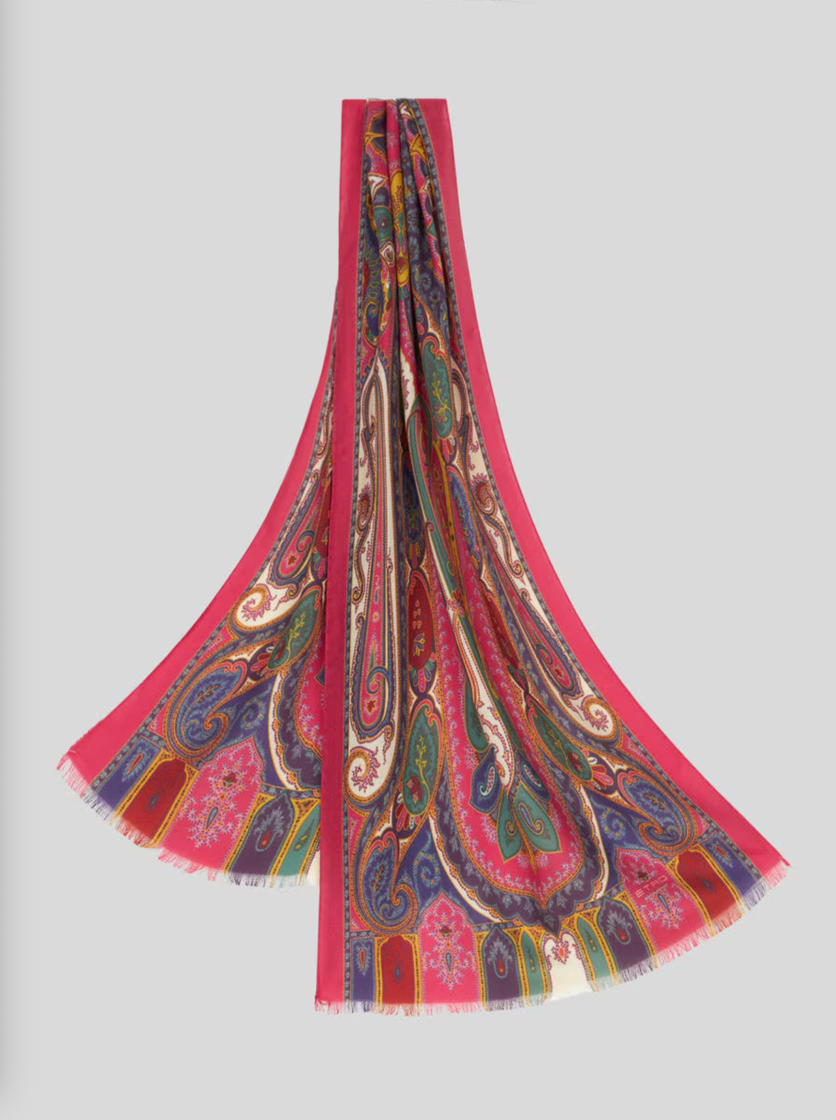 ETRO TOSCA CASHMERE/SILK SCARF - MULTICOLOR ON WHITE
